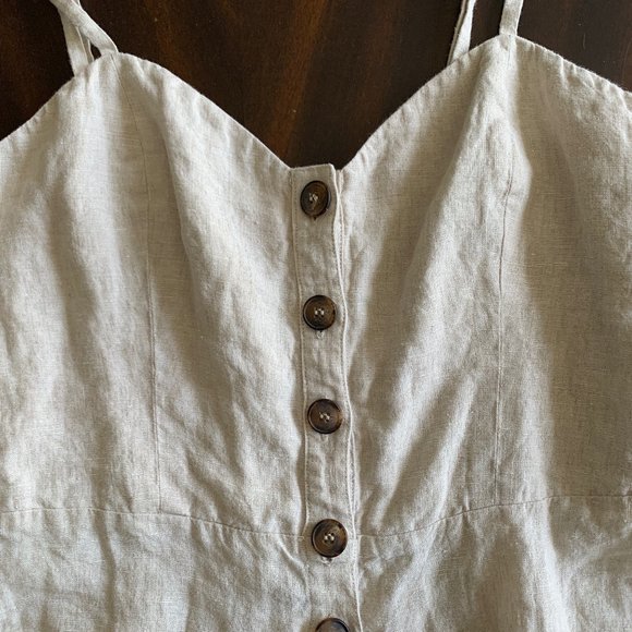 Reformation Sand Beige Torta Linen Jumpsuit Size 10 - Picture 8 of 15